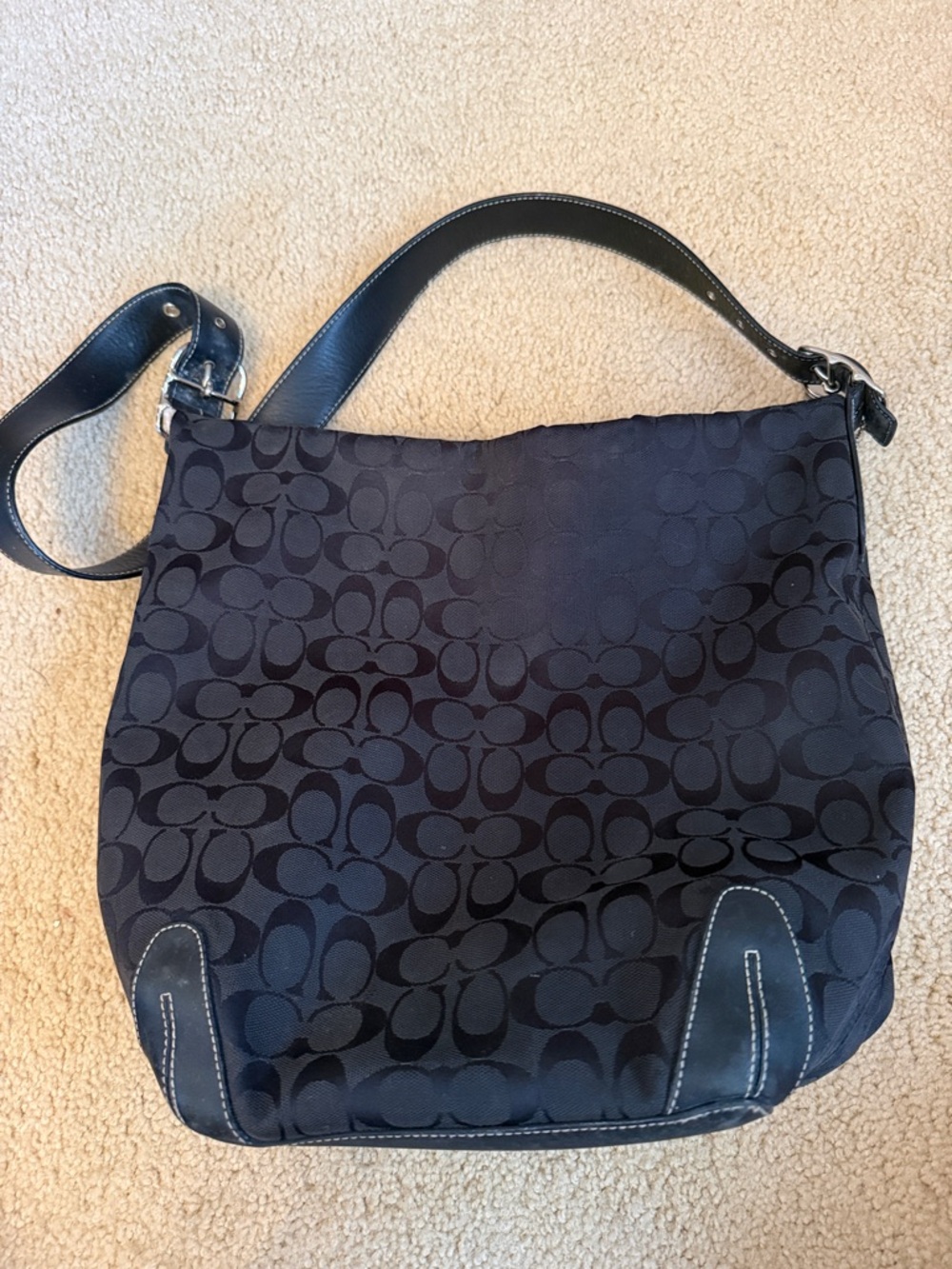 Coach Black Signature Jacquard Shoulder Bag